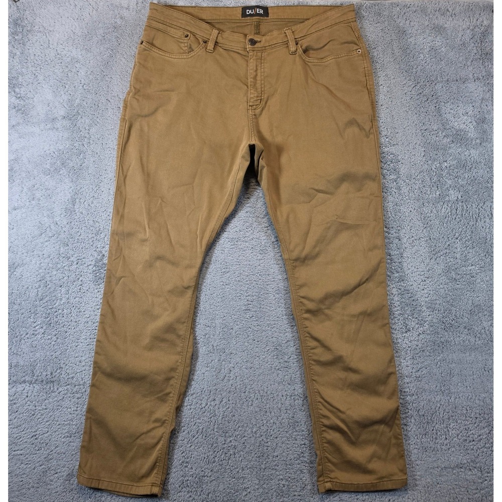 DU/ER N2X Relaxed Taper Pants Mens 38x32 Brown Stretch Performance Casual EUC